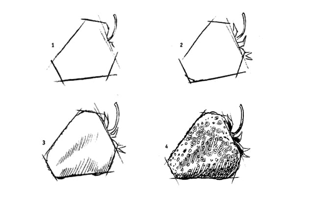 Как нарисовать клубнику карандашом легко и красиво поэтапно для начинающих