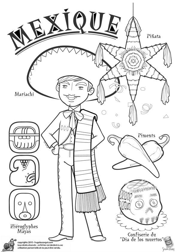 национальный костюм Мексики раскраска