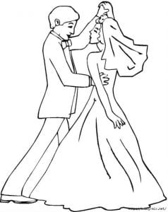 свадьба раскраска жених и невеста