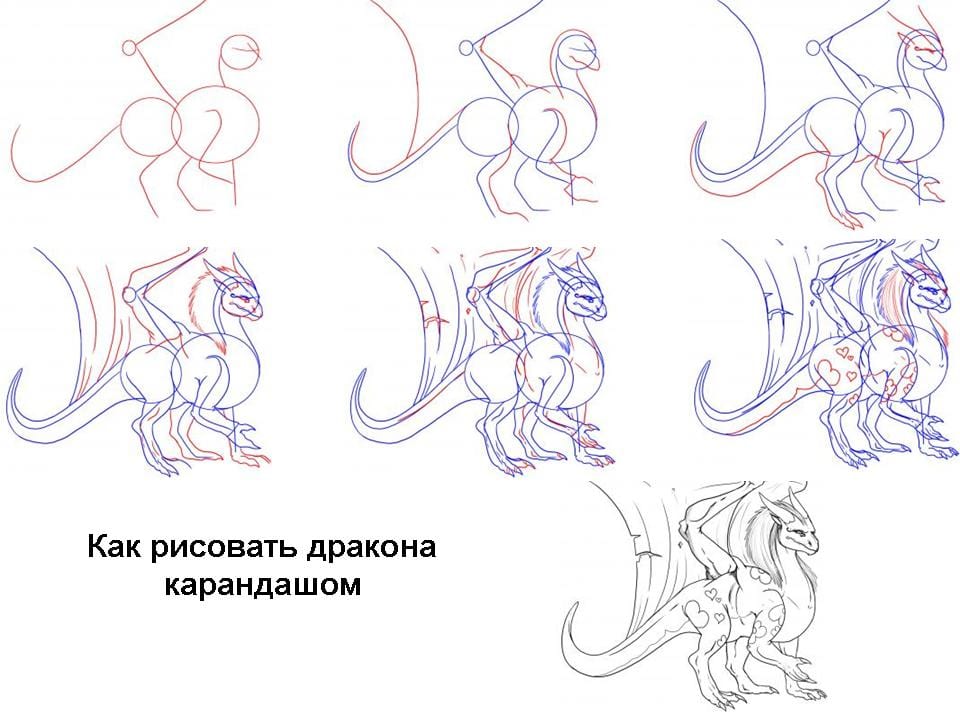 Покажи как рисовать дракона