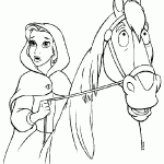 Раскраска Бэлль на коне