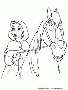 Раскраска Бэлль на коне