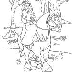 Раскраска Бэль на коне Филлипе