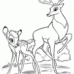 Раскраска Бэмби и взрослый олень