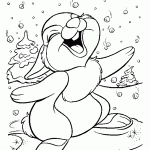Раскраска Топотун радуется снегу