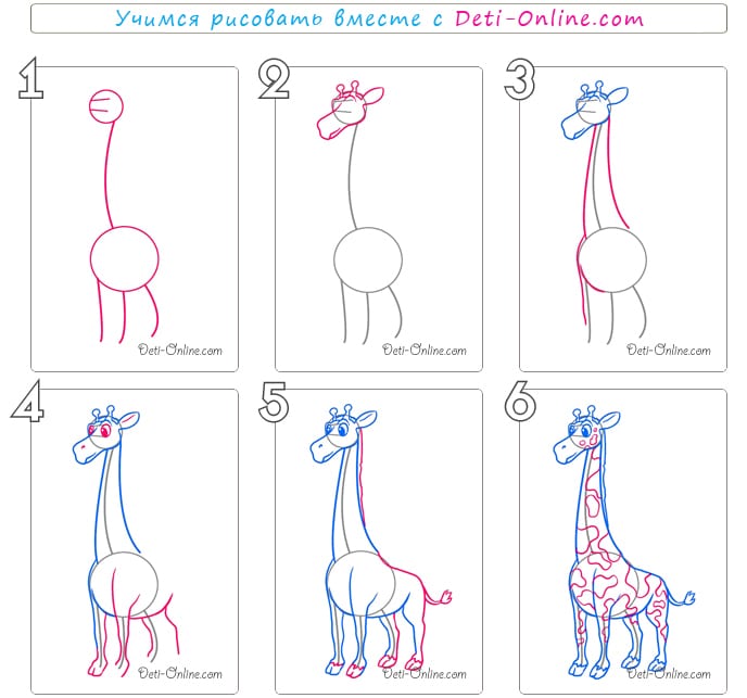 как легко нарисовать жирафа карандашом