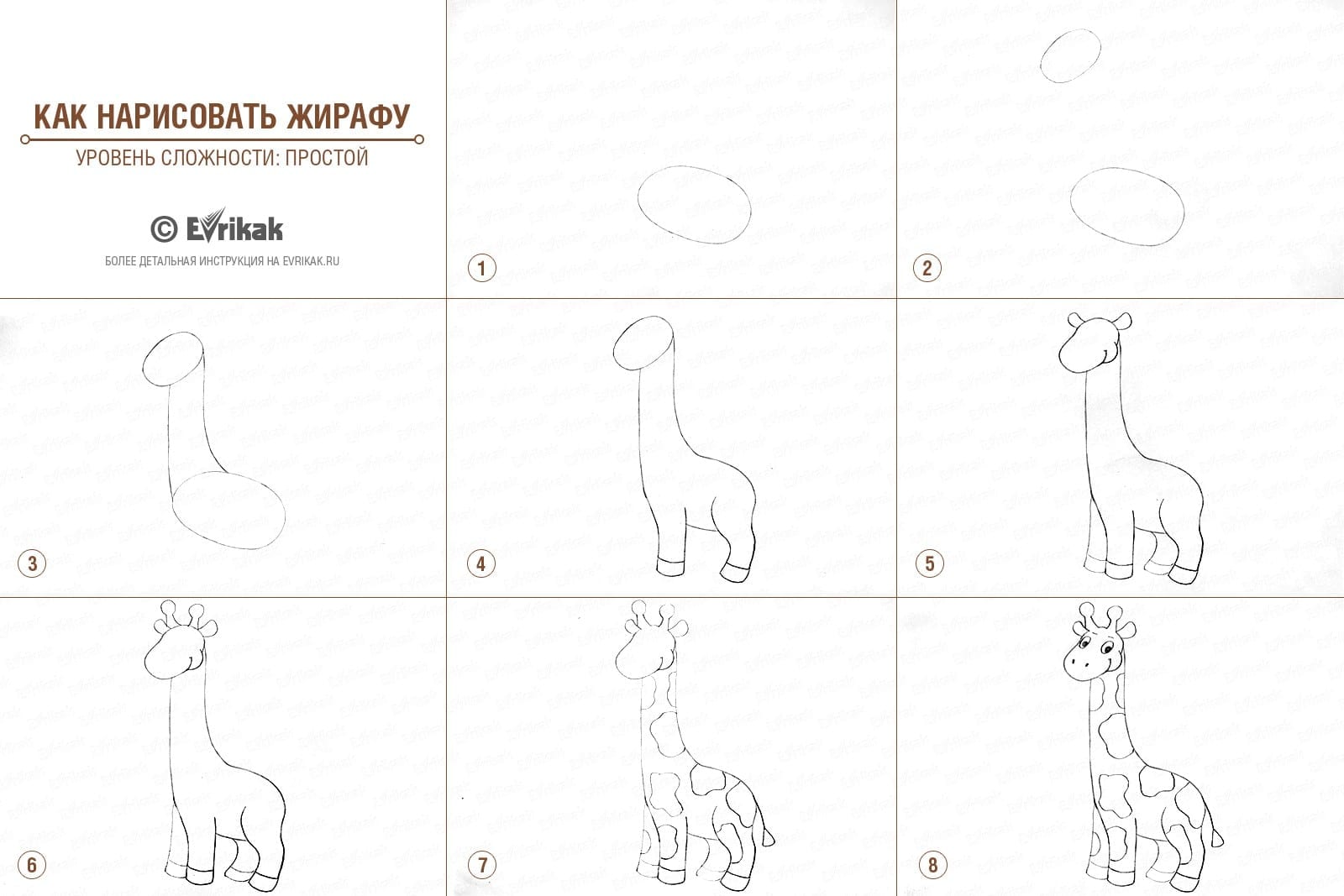 как нарисовать жирафу