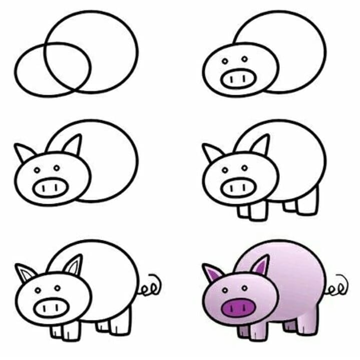 как легко нарисовать свинью