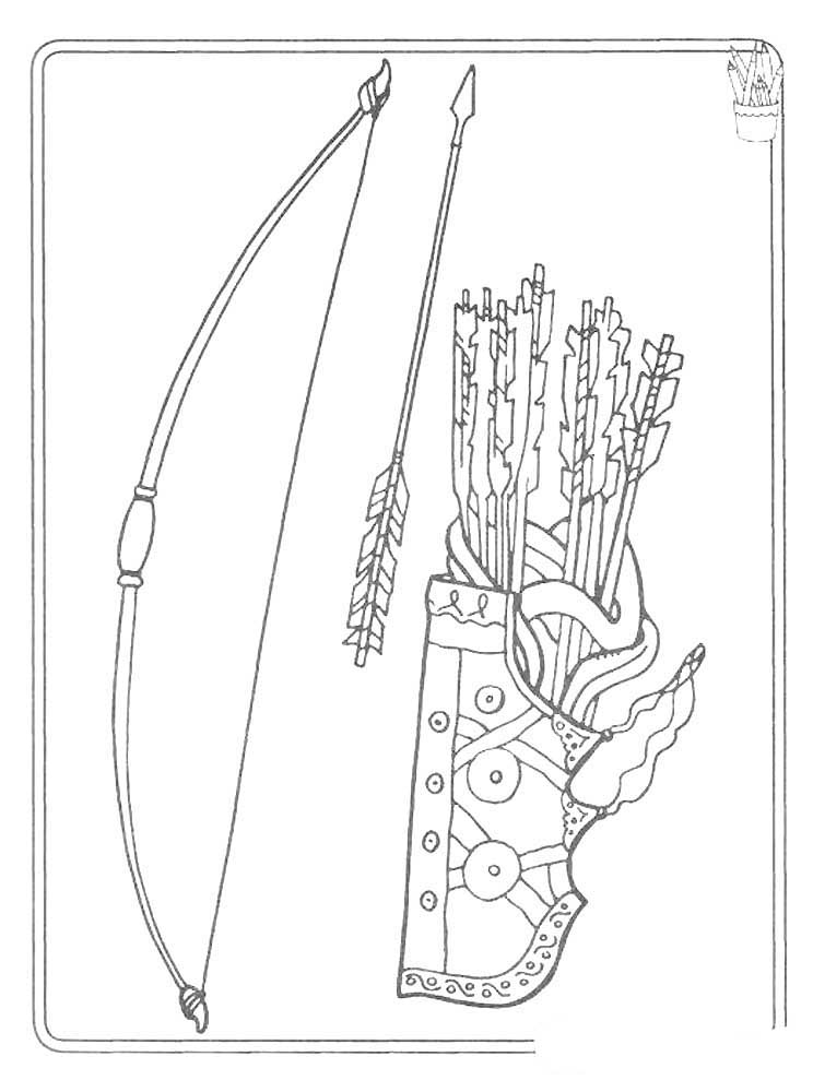 Лук и колчан рисунок