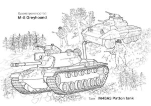 m48 a3 patton tank, раскраска