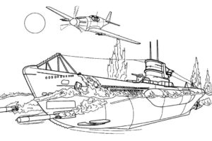 Подводная лодка картинки раскраски (12)