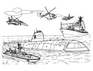 Подводная лодка картинки раскраски (24)