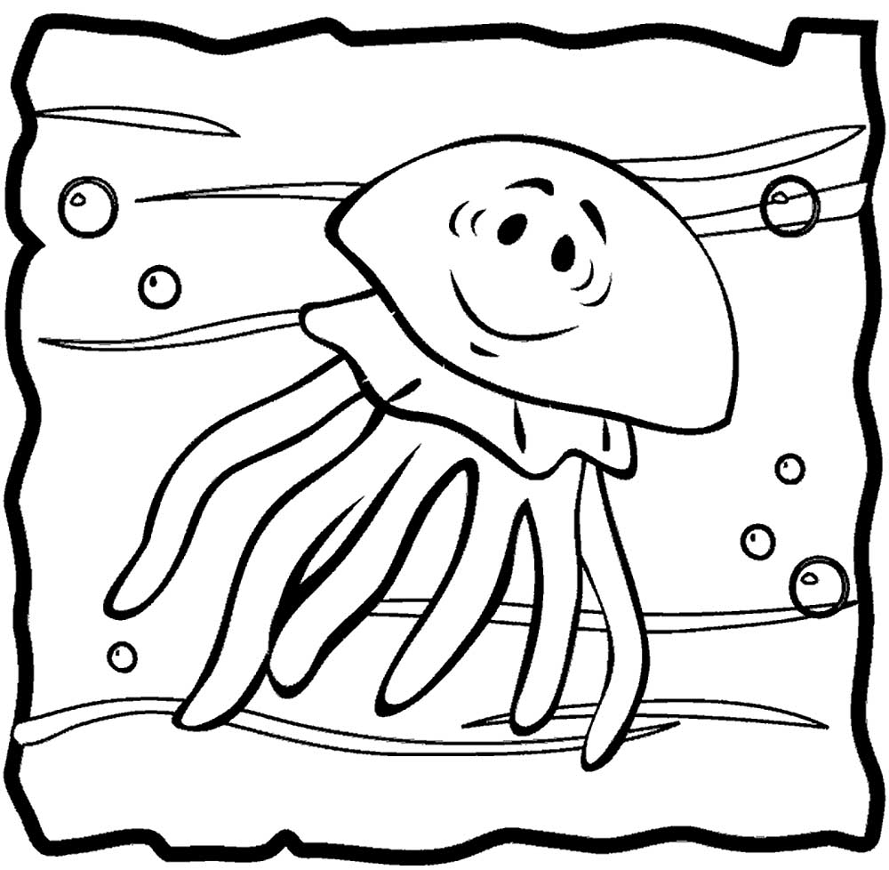 Медуза картинки раскраски (46)