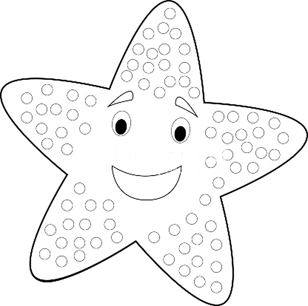 Раскраска морская звезда для детей 3-4 лет