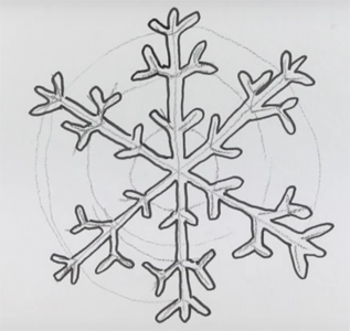 Как нарисовать снежинку карандашом поэтапно