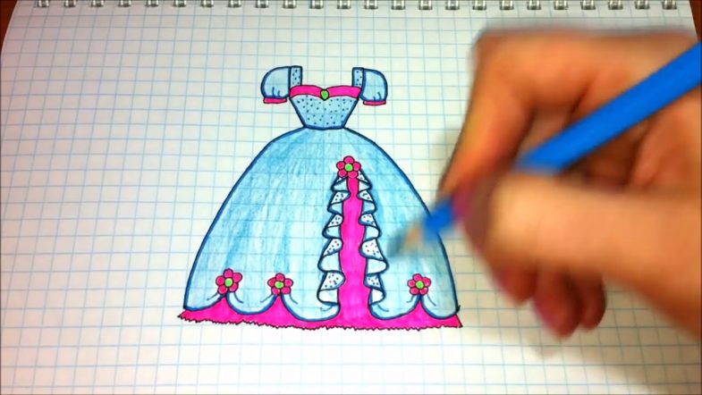 Как нарисовать бальное платье карандашом поэтапно