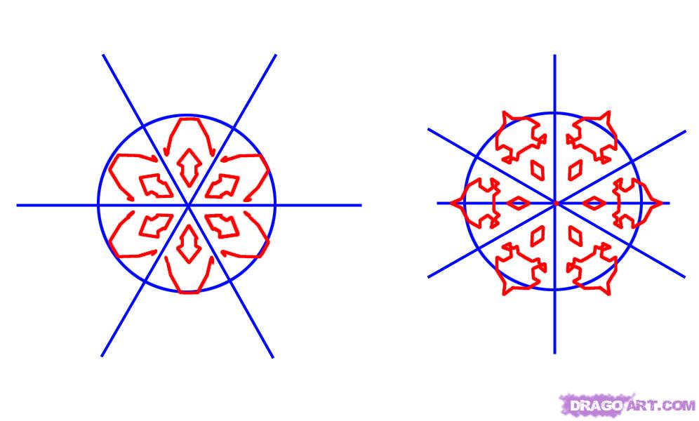 Как нарисовать снежинку - шаг 2